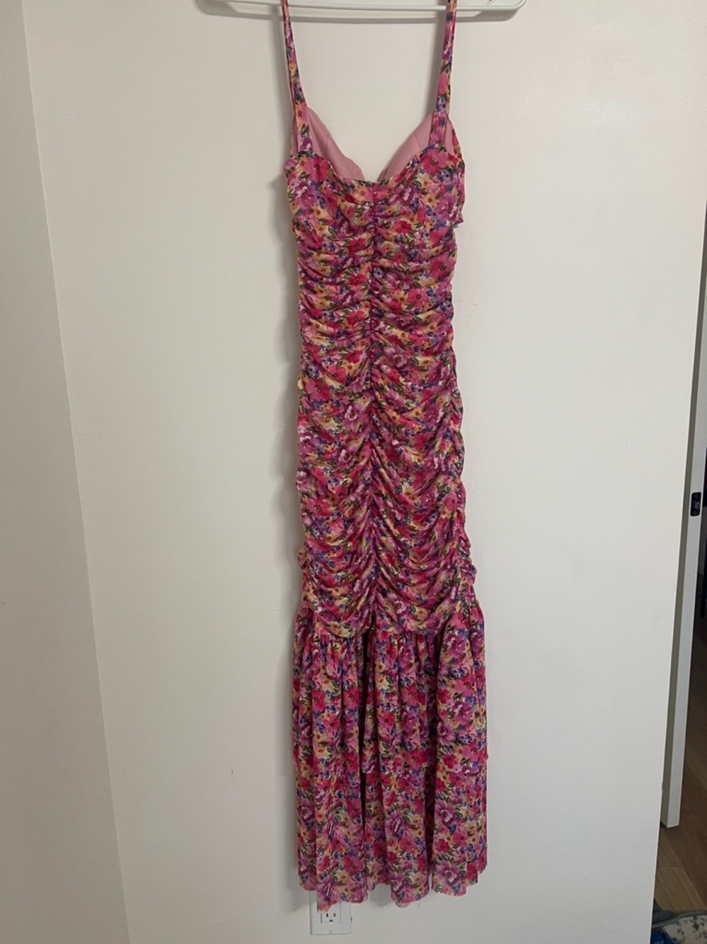 SHEIN Pink Multi Floral Ruched Maxi Dress - Picture 7 of 9